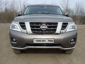 Защита переднего бампера кенгурин 60,3 мм ТСС Тюнинг Nissan Patrol 6 Y62 рестайлинг (2014-2017) (нержавейка)