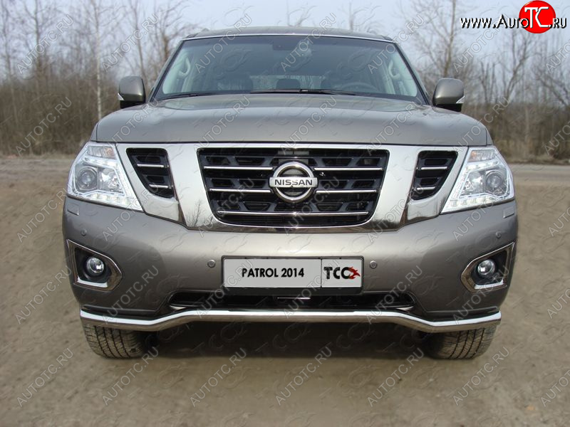 26 499 р. Защита переднего бампера кенгурин 60,3 мм ТСС Тюнинг Nissan Patrol 6 Y62 рестайлинг (2014-2017) (нержавейка)  с доставкой в г. Пермь