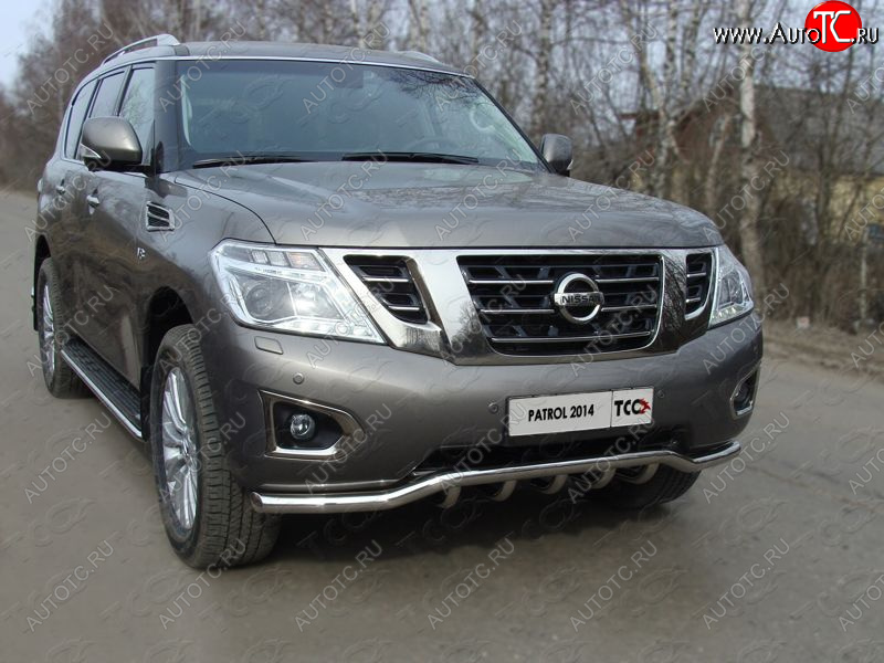 33 849 р. Защита переднего бампера кенгурин с вставкой 60,3 мм ТСС Тюнинг Nissan Patrol 6 Y62 рестайлинг (2014-2017) (нержавейка)  с доставкой в г. Пермь