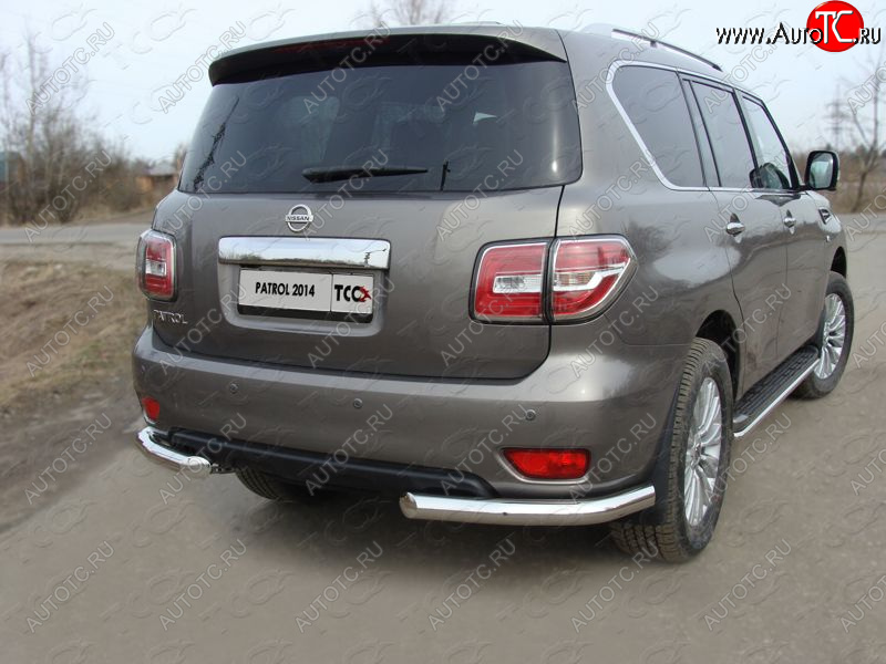 21 999 р. Защита задняя (уголки, нержавейка 76,1 мм) ТСС Тюнинг  Nissan Patrol  6 (2014-2017) Y62 рестайлинг  с доставкой в г. Пермь