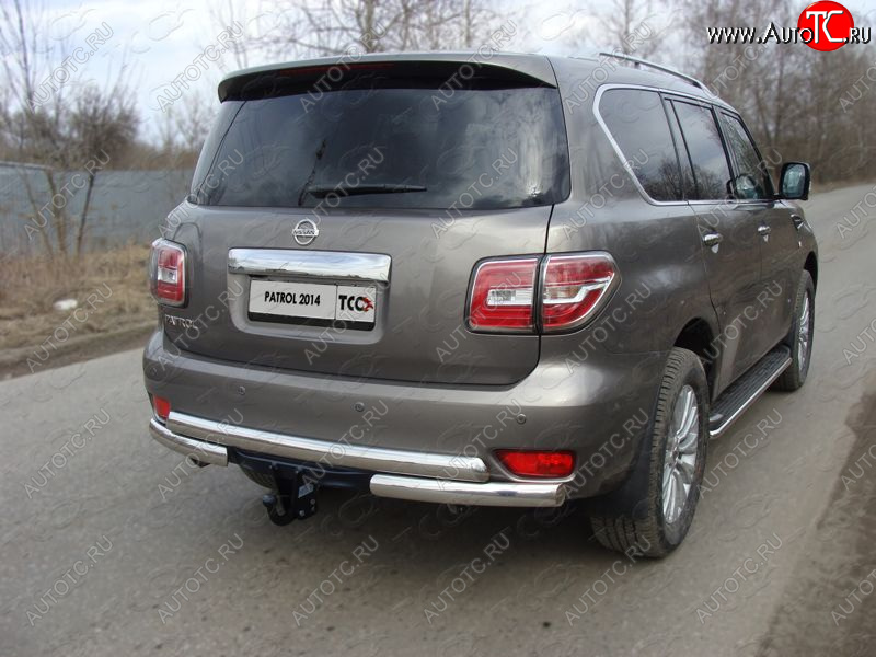 54 999 р. Защита задняя под фаркоп (центральная, нержавейка d75*75 мм) ТСС Тюнинг  Nissan Patrol  6 (2014-2017) Y62 рестайлинг (центральная)  с доставкой в г. Пермь