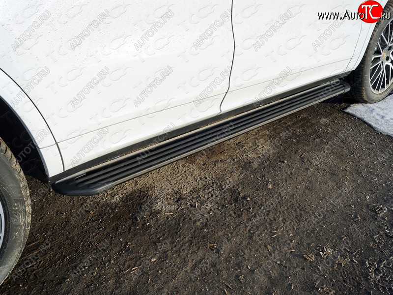21 999 р. Пороги алюминиевые Slim Line ТСС Тюнинг  Porsche Cayenne  PO536 (2018-2025) (Black )  с доставкой в г. Пермь