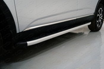Пороги алюминиевые с пластиковой накладкой ТСС Тюнинг Renault Arkana (2019-2025) (серые)