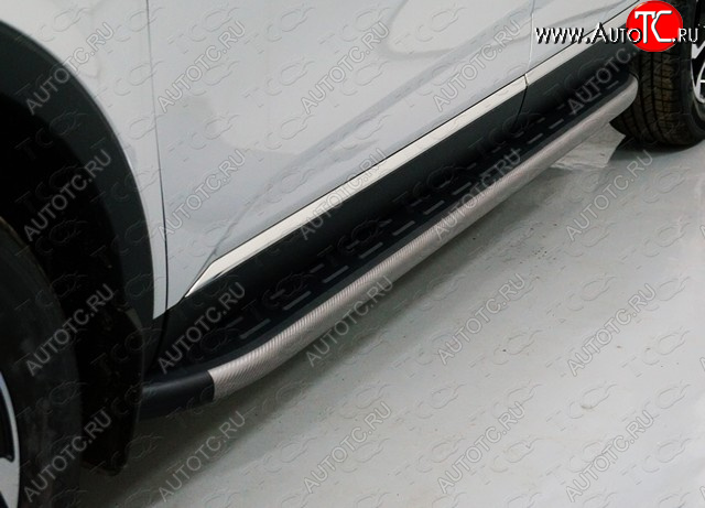 21 999 р. Пороги алюминиевые с пластиковой накладкой, ТСС Тюнинг  Renault Arkana (2019-2025) (карбон серые)  с доставкой в г. Пермь