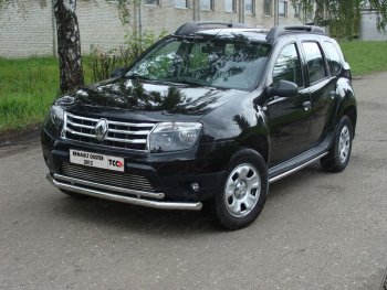 Защита переднего бампера нижняя двойная 60,3*42,4 мм ТСС Тюнинг Renault Duster HS дорестайлинг (2010-2015) (нержавейка)