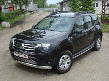 Защита переднего бампера овальная длинная 75*42 мм ТСС Тюнинг Renault Duster HS дорестайлинг (2010-2015) (нержавейка)