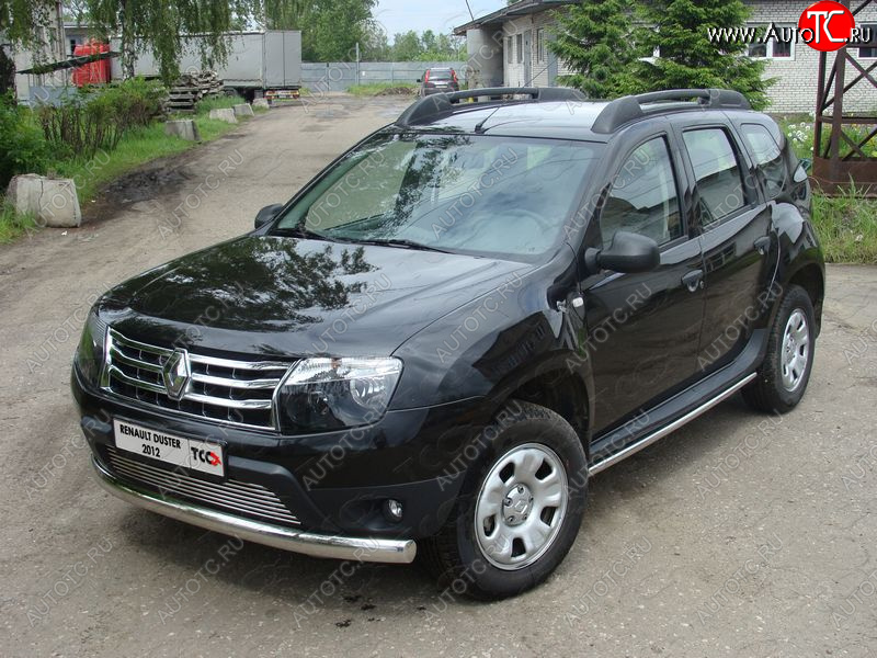 20 699 р. Защита переднего бампера овальная длинная 75*42 мм ТСС Тюнинг Renault Duster HS дорестайлинг (2010-2015) (нержавейка)  с доставкой в г. Пермь