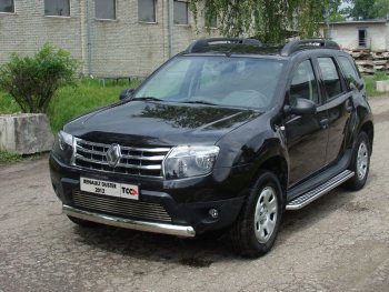 Защита передняя овальная короткая 75х42 мм ТСС Тюнинг Renault Duster HS дорестайлинг (2010-2015) (нержавейка)