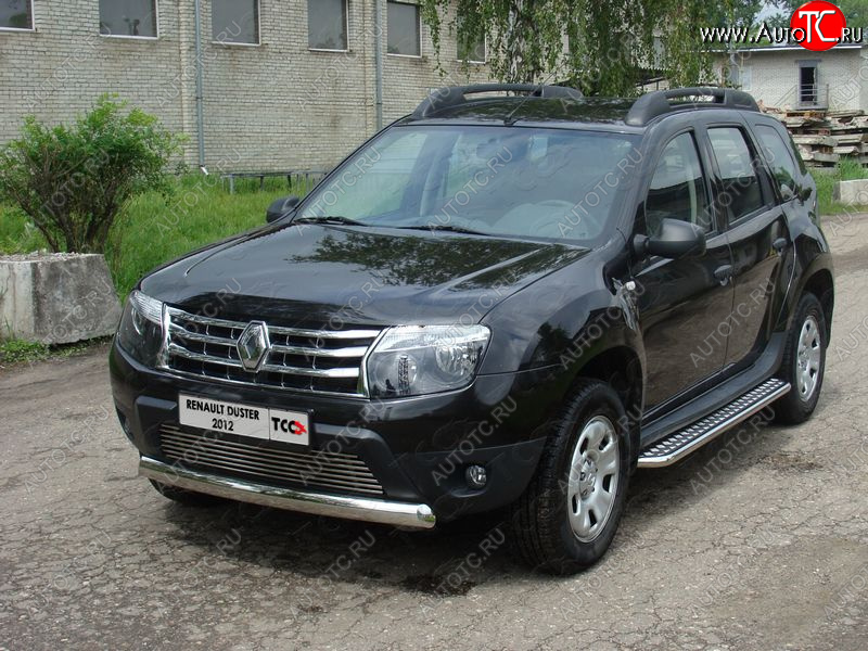 15 899 р. Защита передняя овальная короткая 75х42 мм ТСС Тюнинг Renault Duster HS дорестайлинг (2010-2015) (нержавейка)  с доставкой в г. Пермь