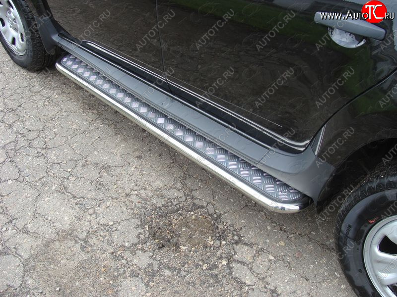 27 849 р. Пороги с площадкой 42,4 мм ТСС Тюнинг Renault Duster HS дорестайлинг (2010-2015) (серые)  с доставкой в г. Пермь
