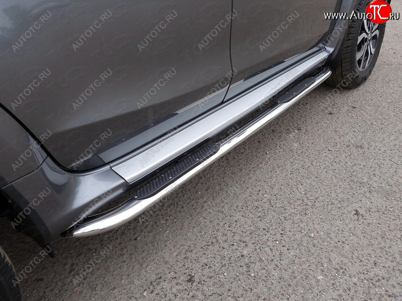 38 799 р. Пороги овальные с накладкой 120х60 мм, ТСС Тюнинг Renault Duster HS дорестайлинг (2010-2015) (серые)  с доставкой в г. Пермь