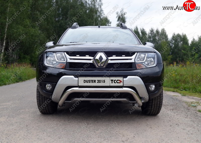 15 999 р. Защита переднего бампера кенгурин 60,3 мм ТСС Тюнинг Renault Duster HS рестайлинг (2015-2021) (нержавейка)  с доставкой в г. Пермь