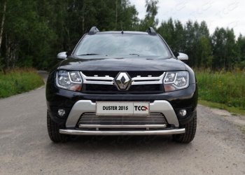 Защита переднего бампера нижняя двойная 60,3*42,4 мм ТСС Тюнинг Renault Duster HS рестайлинг (2015-2021) (нержавейка)