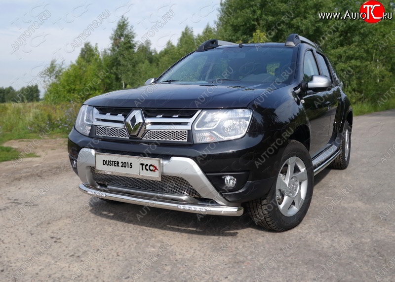29 449 р. Защита переднего бампера нижняя с ДХО 60,3 мм ТСС Тюнинг Renault Duster HS рестайлинг (2015-2021) (нержавейка)  с доставкой в г. Пермь