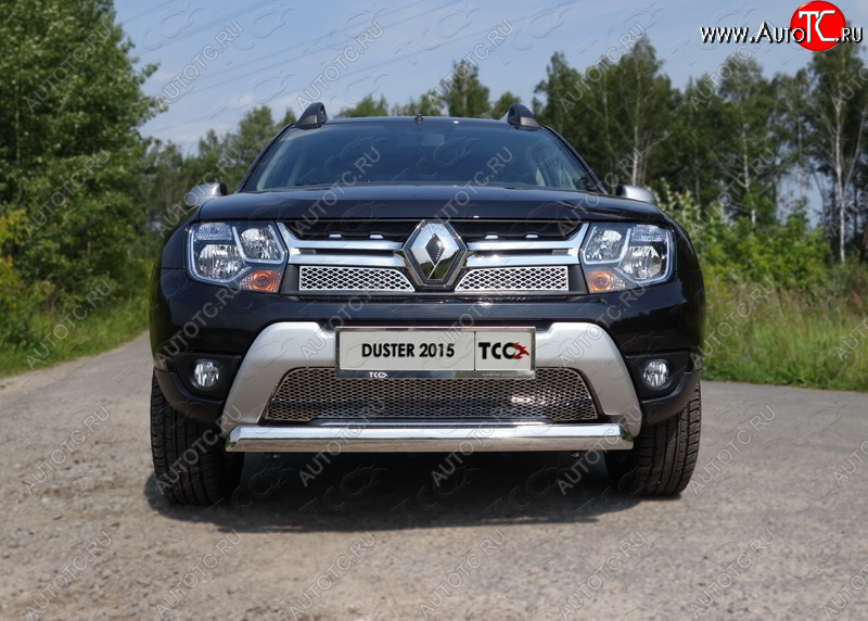 12 749 р. Защита переднего бампера нижняя овальная 75х42 мм ТСС Тюнинг Renault Duster HS рестайлинг (2015-2021) (нержавейка)  с доставкой в г. Пермь