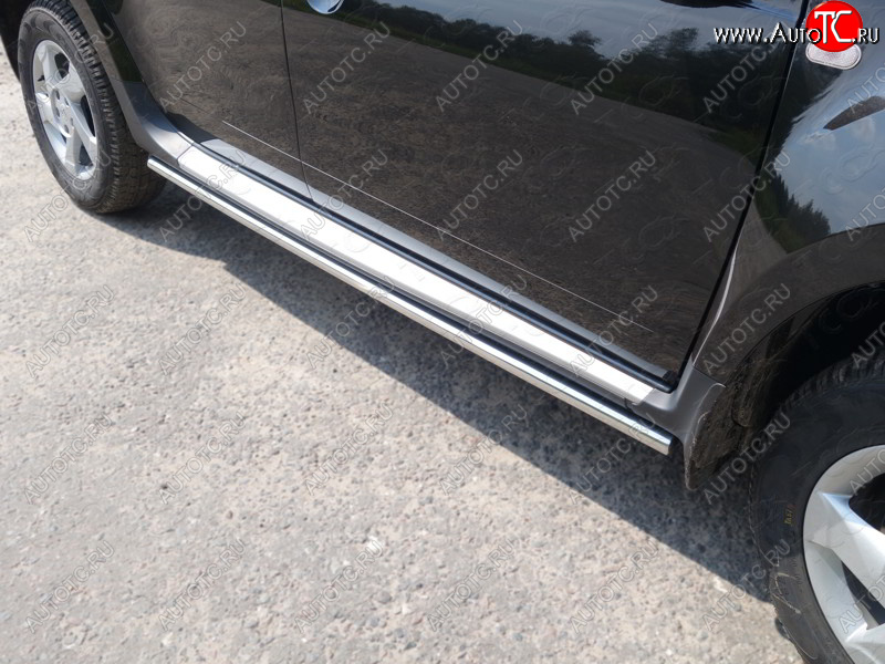 17 649 р. Защита порогов труба d42,4 мм ТСС Тюнинг Renault Duster HS рестайлинг (2015-2021) (серые)  с доставкой в г. Пермь