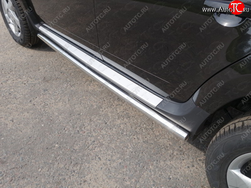 23 549 р. Защита порогов труба d60,3 мм ТСС Тюнинг  Renault Duster  HS (2015-2021) рестайлинг (серые)  с доставкой в г. Пермь