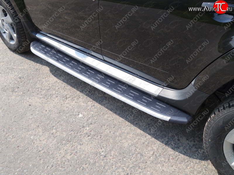 20 599 р. Пороги алюминиевые с пластиковой накладкой ТСС Тюнинг  Renault Duster  HS (2015-2021) рестайлинг (серые)  с доставкой в г. Пермь