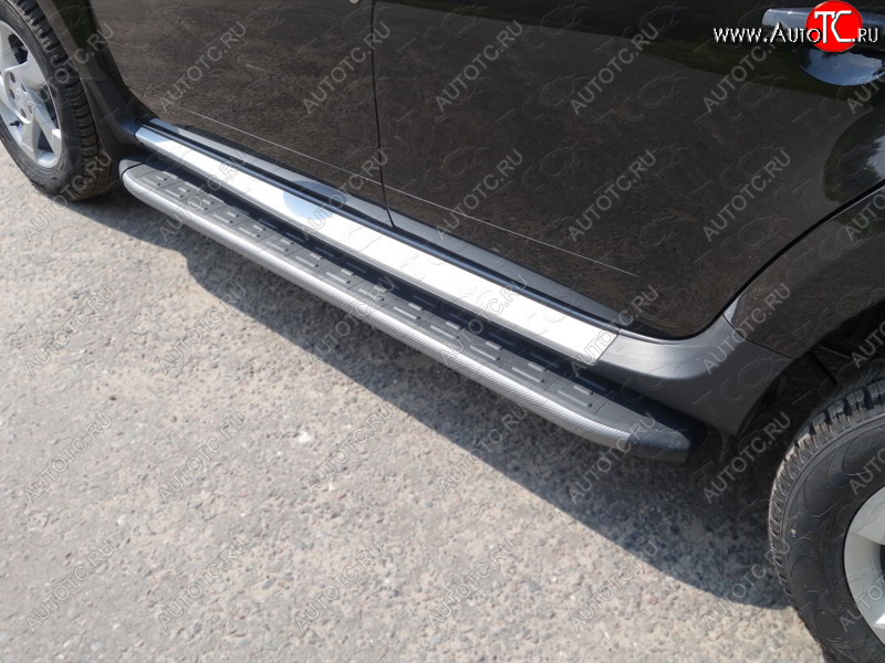 21 999 р. Пороги алюминиевые с пластиковой накладкой, ТСС Тюнинг  Renault Duster  HS (2015-2021) рестайлинг (карбон серые)  с доставкой в г. Пермь