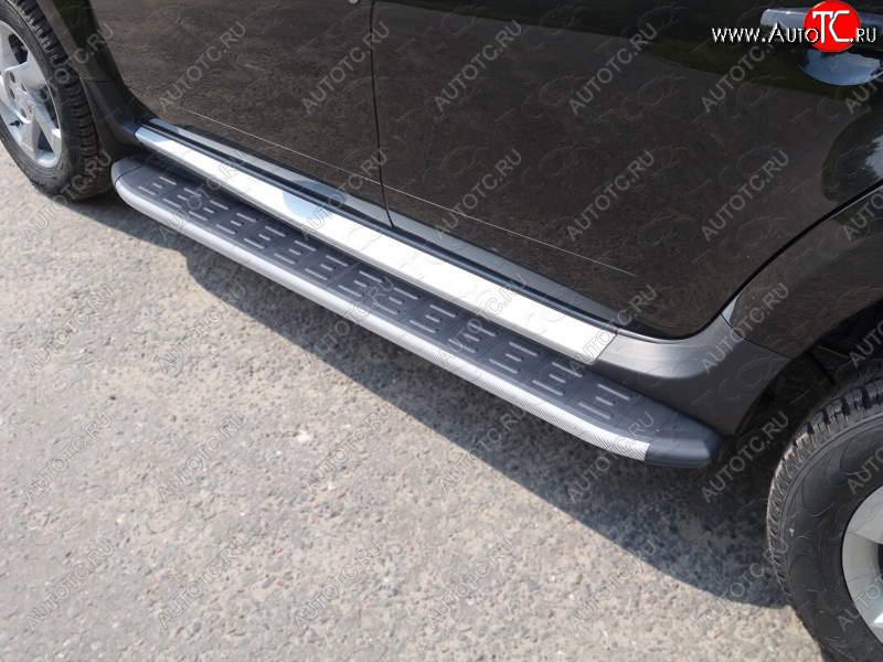 21 999 р. Пороги алюминиевые с пластиковой накладкой ТСС Тюнинг  Renault Duster  HS (2015-2021) рестайлинг (карбон серебро)  с доставкой в г. Пермь