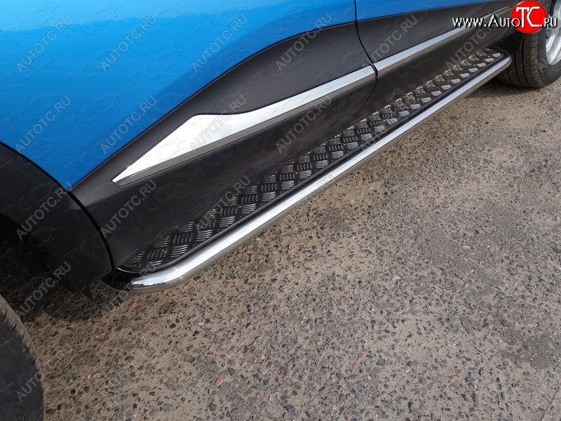 27 849 р. Пороги с площадкой 42,4 мм ТСС Тюнинг Renault Kaptur дорестайлинг (2016-2020) (серые)  с доставкой в г. Пермь