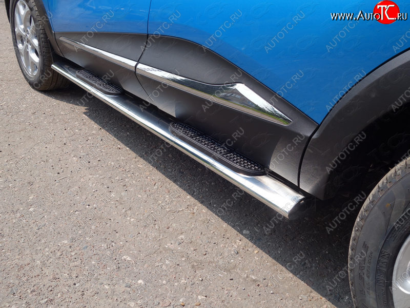40 799 р. Пороги овальные с накладкой 120х60 мм, ТСС Тюнинг  Renault Kaptur (2016-2020) дорестайлинг (серые)  с доставкой в г. Пермь