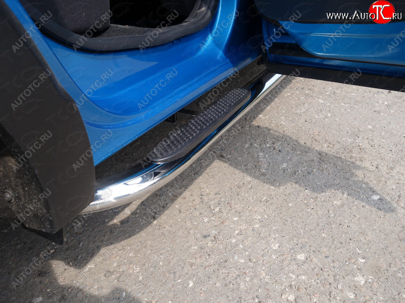 31 399 р. Пороги овальные гнутые с накладкой 75х42 мм ТСС Тюнинг Renault Kaptur дорестайлинг (2016-2020) (серые)  с доставкой в г. Пермь