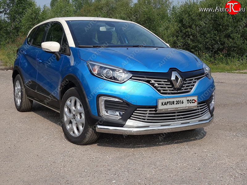 18 999 р. Защита переднего бампера нижняя овальная 75х42 мм ТСС Тюнинг Renault Kaptur дорестайлинг (2016-2020) (нержавейка)  с доставкой в г. Пермь