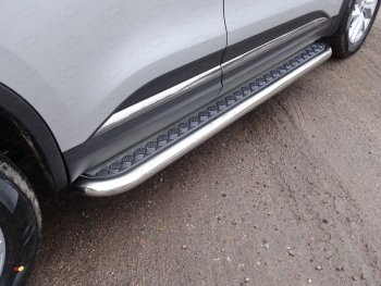Пороги с площадкой 60,3 мм ТСС Тюнинг Renault Koleos  2 (2016-2025) (серые)