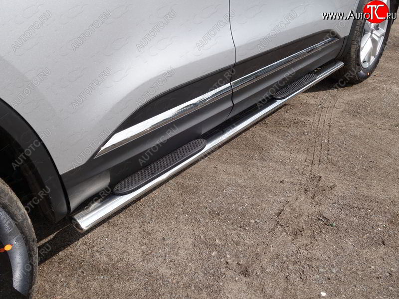 33 999 р. Пороги овальные с накладкой 75х42 мм ТСС Тюнинг Renault Koleos 2 (2016-2025) (серые)  с доставкой в г. Пермь