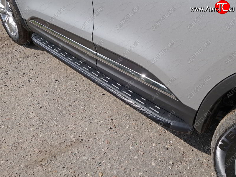 21 999 р. Пороги алюминиевые с пластиковой накладкой ТСС Тюнинг  Renault Koleos  2 (2016-2025) (карбон черные)  с доставкой в г. Пермь