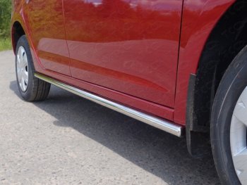 Защита порогов труба d42,4 мм ТСС Тюнинг Renault Logan  2 (2014-2018) дорестайлинг (серые)