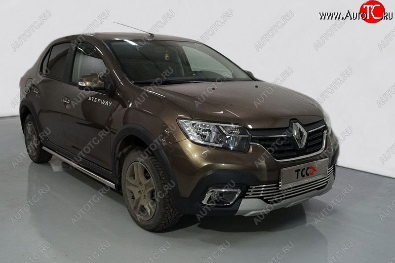 19 599 р. Защита порогов труба d42,4 мм ТСС Тюнинг  Renault Logan Stepway (2018-2025) (серые)  с доставкой в г. Пермь