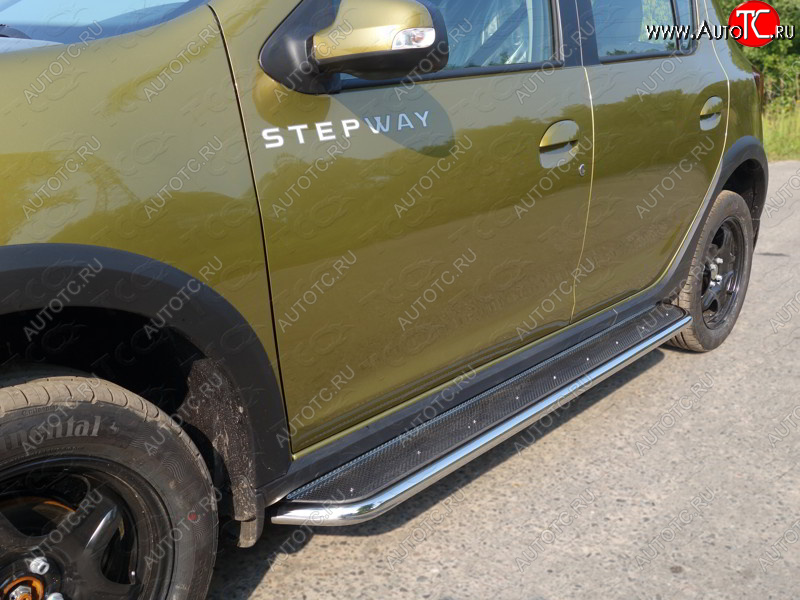 36 999 р. Пороги с площадкой 42,4 мм ТСС Тюнинг  Renault Sandero Stepway  (B8) (2014-2018) дорестайлинг (нержавейка)  с доставкой в г. Пермь