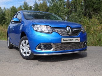 Защита переднего бампера нижняя d42,4 мм ТСС Тюнинг Renault Sandero (B8) дорестайлинг (2014-2018) (нержавейка)