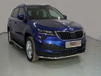 Защита переднего бампера нижняя d42,4 мм ТСС Тюнинг Skoda Karoq  NU7 (2020-2025) рестайлинг (нержавейка)