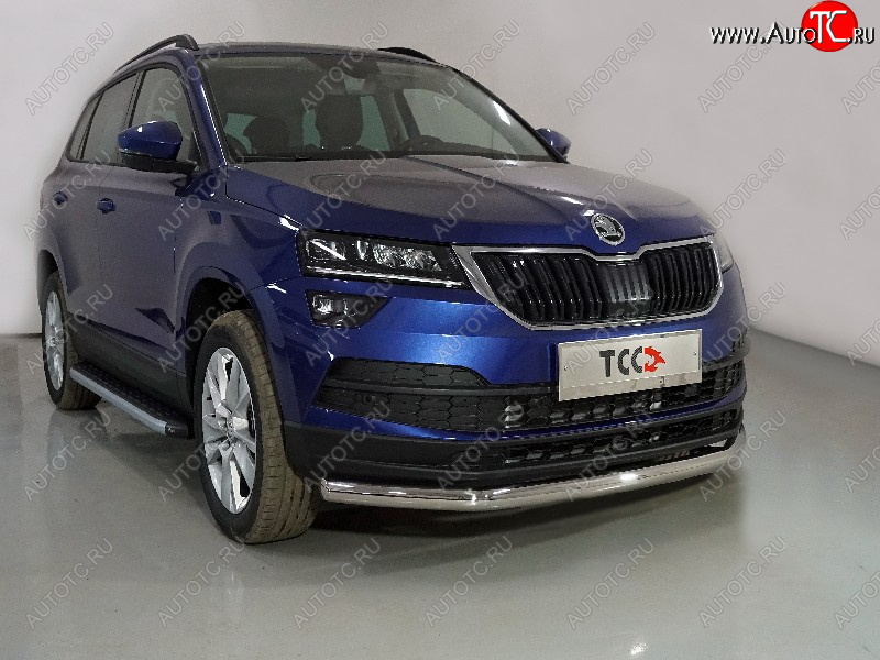 17 099 р. Защита переднего бампера нижняя d60,3 мм ТСС Тюнинг  Skoda Karoq  NU7 (2020-2025) рестайлинг (нержавейка)  с доставкой в г. Пермь