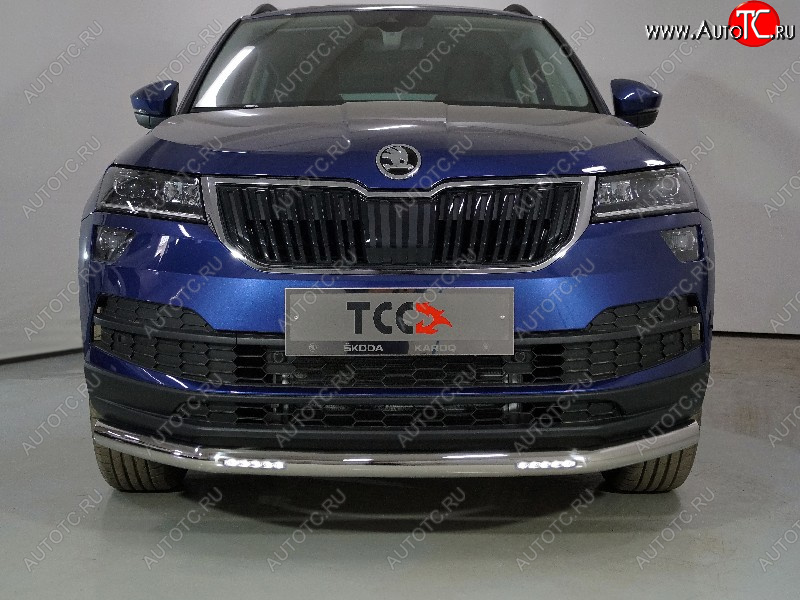 34 799 р. Защита переднего бампера нижняя с ДХО 60,3 мм ТСС Тюнинг  Skoda Karoq  NU7 (2020-2025) рестайлинг (нержавейка)  с доставкой в г. Пермь