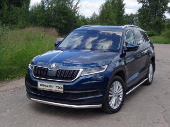 Защита переднего бампера нижняя d60,3 мм ТСС Тюнинг Skoda Kodiaq  NU7 (2017-2021) дорестайлинг (нержавейка)