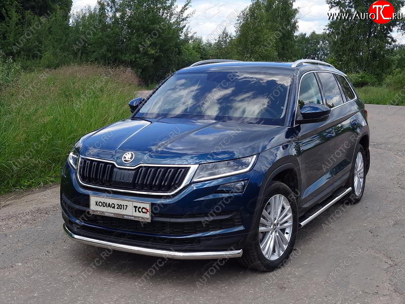 17 649 р. Защита переднего бампера нижняя d60,3 мм ТСС Тюнинг Skoda Kodiaq NU7 дорестайлинг (2017-2021) (нержавейка)  с доставкой в г. Пермь