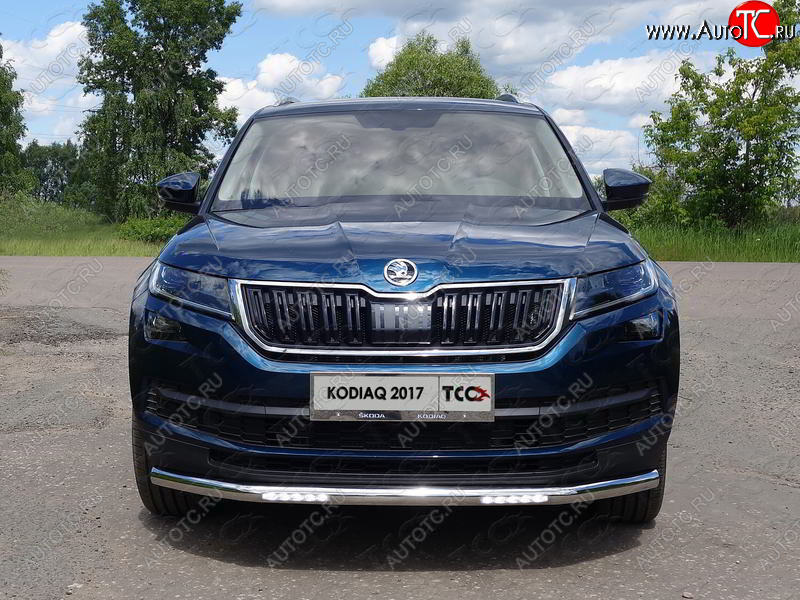 34 999 р. Защита переднего бампера нижняя с ДХО 60,3 мм ТСС Тюнинг Skoda Kodiaq NU7 дорестайлинг (2017-2021) (нержавейка)  с доставкой в г. Пермь