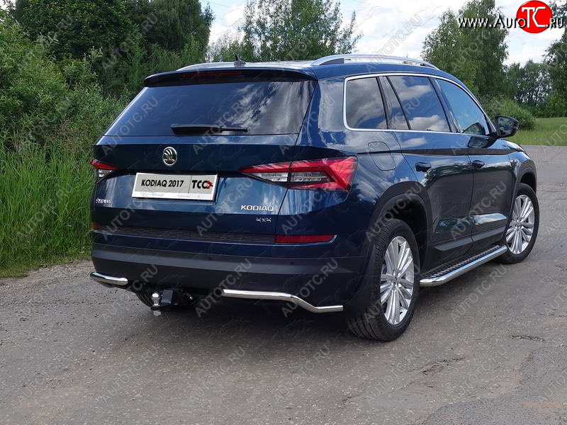 13 249 р. Защита заднего бампера (уголки, d42,4 мм) TCC Skoda Kodiaq NU7 дорестайлинг (2017-2021)  с доставкой в г. Пермь
