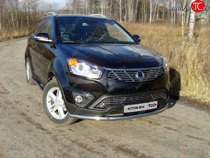 18 999 р. Защита переднего бампера нижняя d60,3 мм ТСС Тюнинг  SSANGYONG Actyon (2013-2021) рестайлинг (нержавейка)  с доставкой в г. Пермь