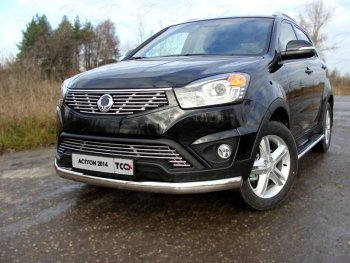 Защита переднего бампера нижняя овальная 75х42 мм ТСС Тюнинг SSANGYONG Actyon (2013-2021) рестайлинг (нержавейка)