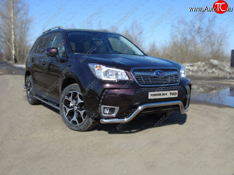 18 999 р. Защита переднего бампера кенгурин 60,3 мм ТСС Тюнинг Subaru Forester SJ дорестайлинг (2012-2016) (нержавейка)  с доставкой в г. Пермь
