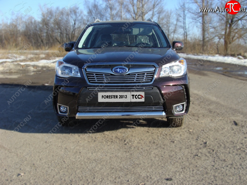 4 299 р. Нижняя декоративная вставка в бампер (спорт) ТСС Тюнинг  Subaru Forester  SJ (2012-2016) дорестайлинг (d 12 мм)  с доставкой в г. Пермь