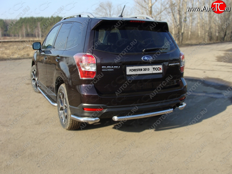 17 649 р. Защита заднего бампера (уголки, d60,3 мм) TCC Subaru Forester SJ дорестайлинг (2012-2016)  с доставкой в г. Пермь