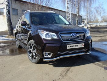 Защита переднего бампера нижняя d60,3 мм ТСС Тюнинг Subaru Forester  SJ (2012-2016) дорестайлинг (нержавейка)