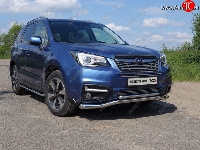 4 299 р. Нижняя декоративная вставка в бампер ТСС Тюнинг  Subaru Forester  SJ (2016-2019) рестайлинг (d 12 мм)  с доставкой в г. Пермь