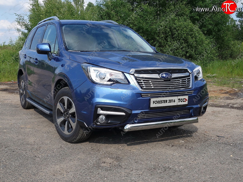 17 299 р. Защита переднего бампера овальная короткая 75х42 мм ТСС тюнинг  Subaru Forester  SJ (2016-2019) рестайлинг (нержвавейка)  с доставкой в г. Пермь